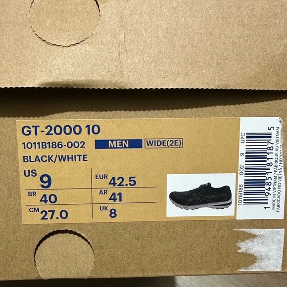 Men’s ASICS GT-2000 10 in black and white US Size 9 - Picture 2 of 4